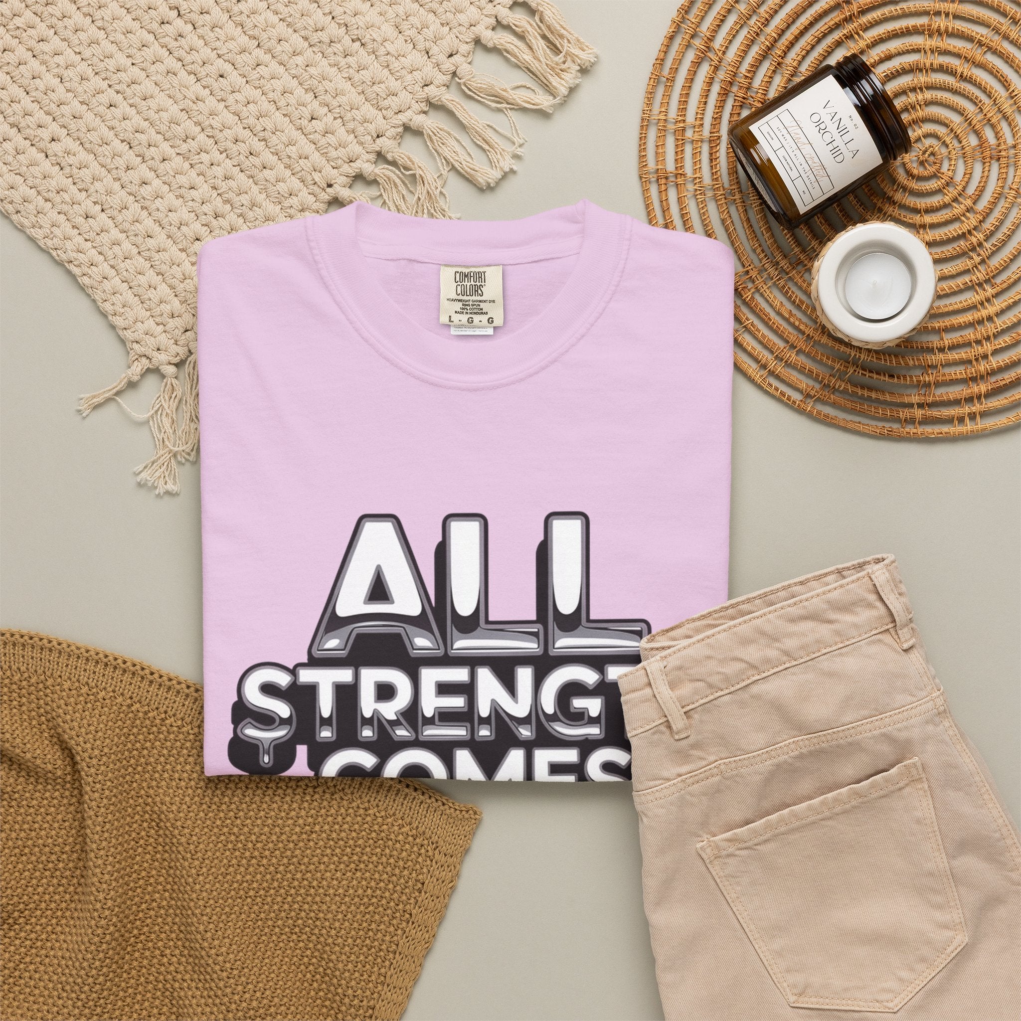 All Strength Comes From God T-Shirt — Christian Faith Graphic Tee