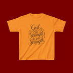 Kids T‑Shirt — "God Will Add Strength to Your Strength" Inspirational Faith Tee