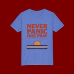 Youth Tee — "Never Panic Just Pray" Retro Sunset Kids T-Shirt