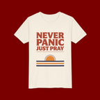 Youth Tee — "Never Panic Just Pray" Retro Sunset Kids T-Shirt