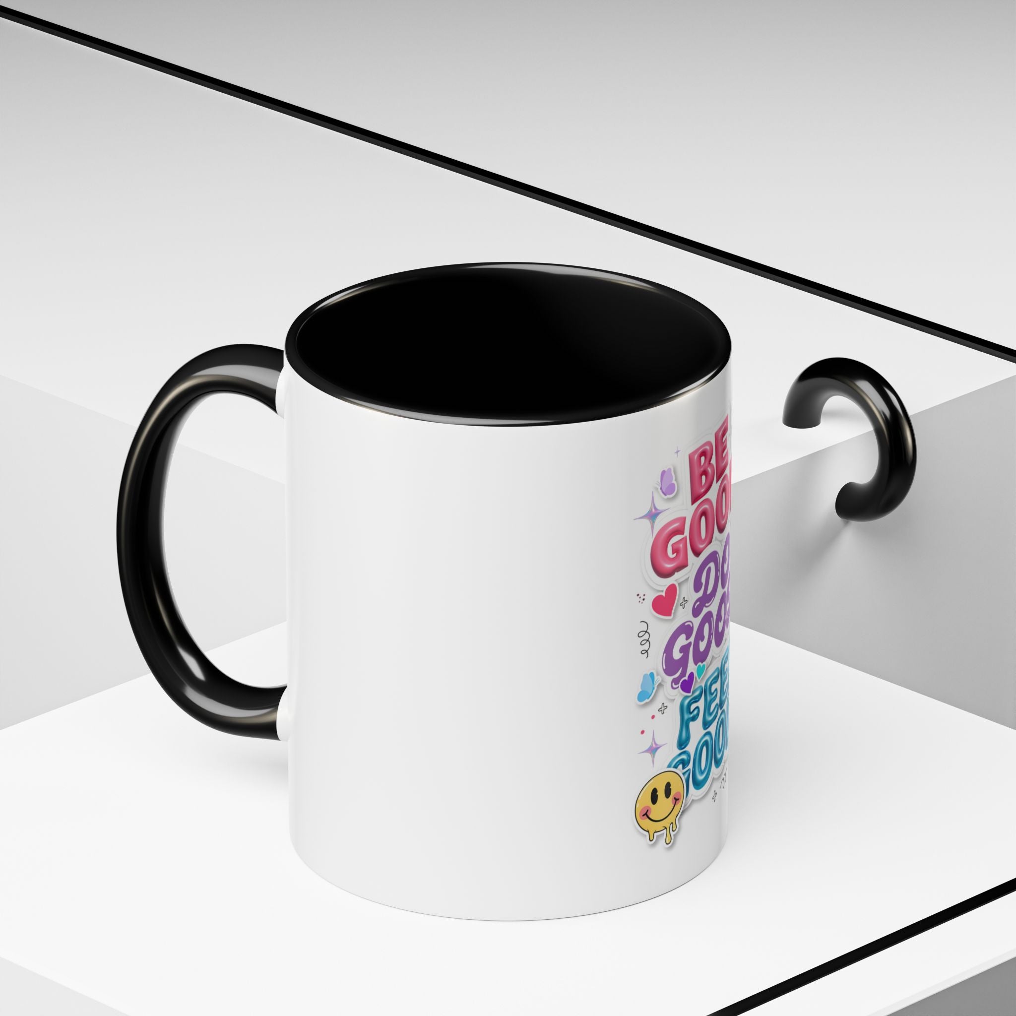 Be Good. Do Good. Feel Good. Accent Coffee Mug — Inspirational Positive Vibes Ceramic Mug (11/15 oz)