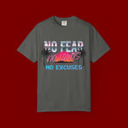 No Fear, No Excuses T-Shirt — Retro Sunset Palm Graphic Tee