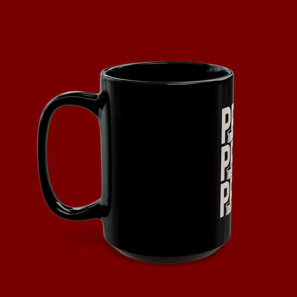 Pray On It, Pray Over It, Pray Through It Black Ceramic Mug — Inspirational Faith Coffee Cup (11oz/15oz)
