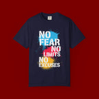 No Fear No Limits No Excuses T-Shirt — Motivational Graphic Tee
