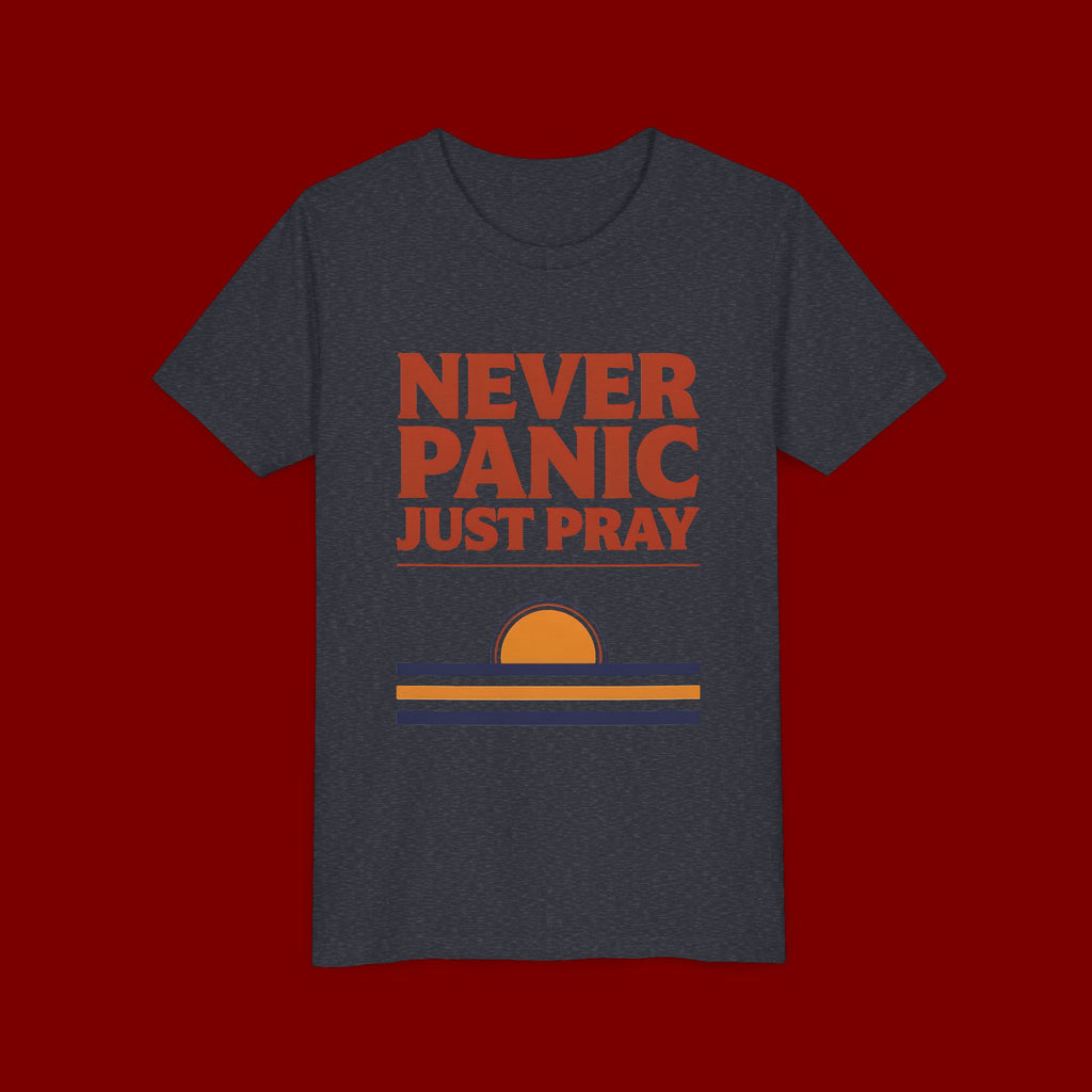 Youth Tee — "Never Panic Just Pray" Retro Sunset Kids T-Shirt