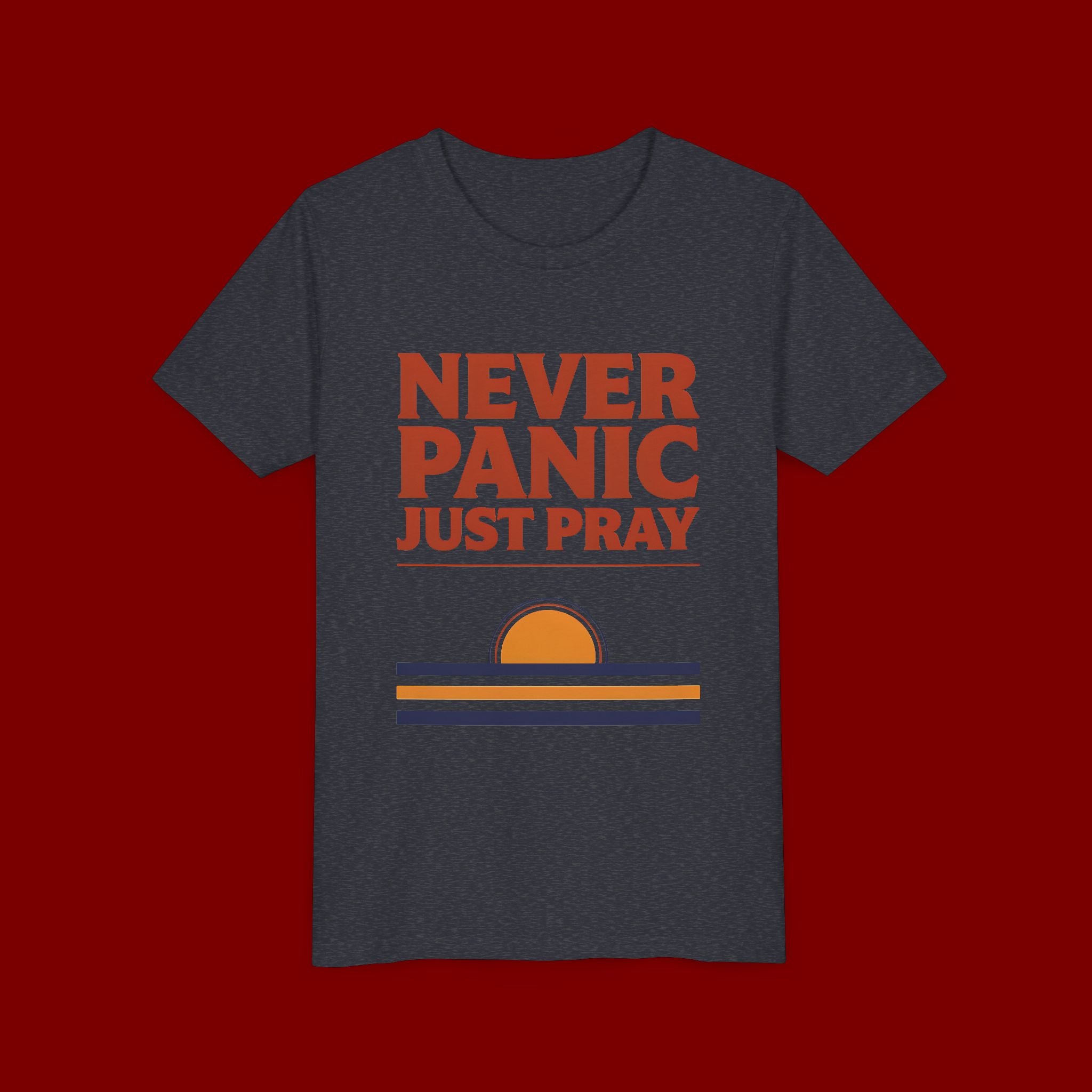 Youth Tee — "Never Panic Just Pray" Retro Sunset Kids T-Shirt