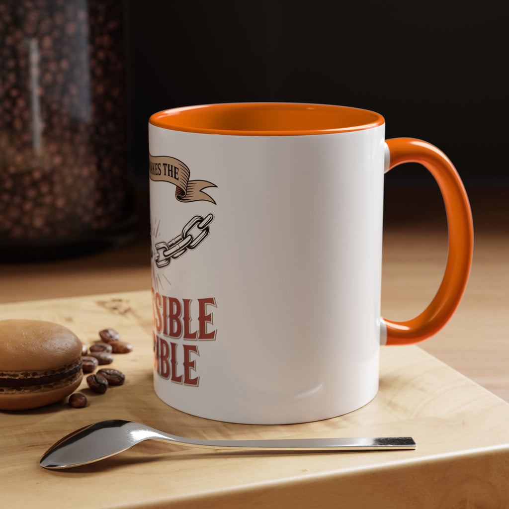 Accent Coffee Mug — "Faith Makes the Impossible Possible" Inspirational Ceramic Mug