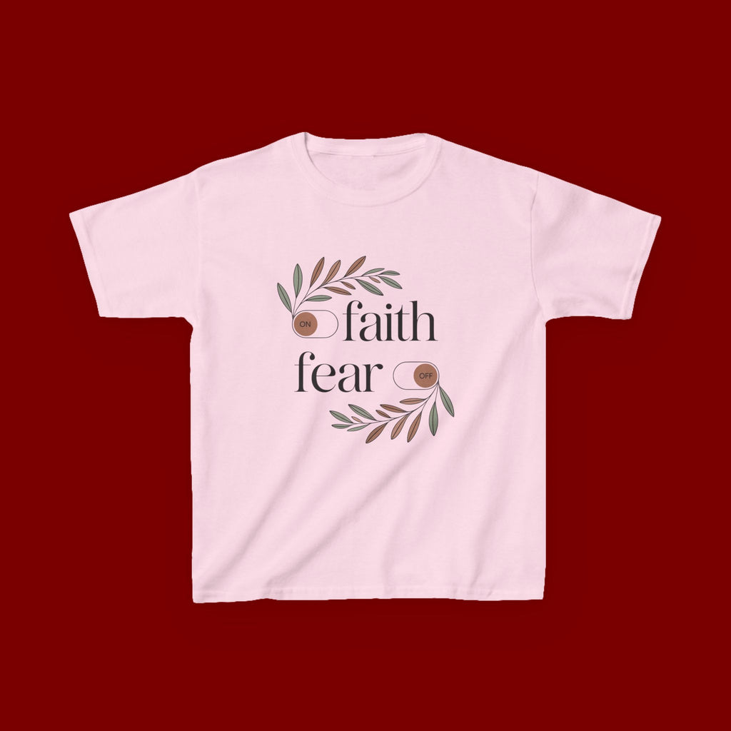 Faith Over Fear Kids T‑Shirt — Floral Inspirational Tee for Boys & Girls