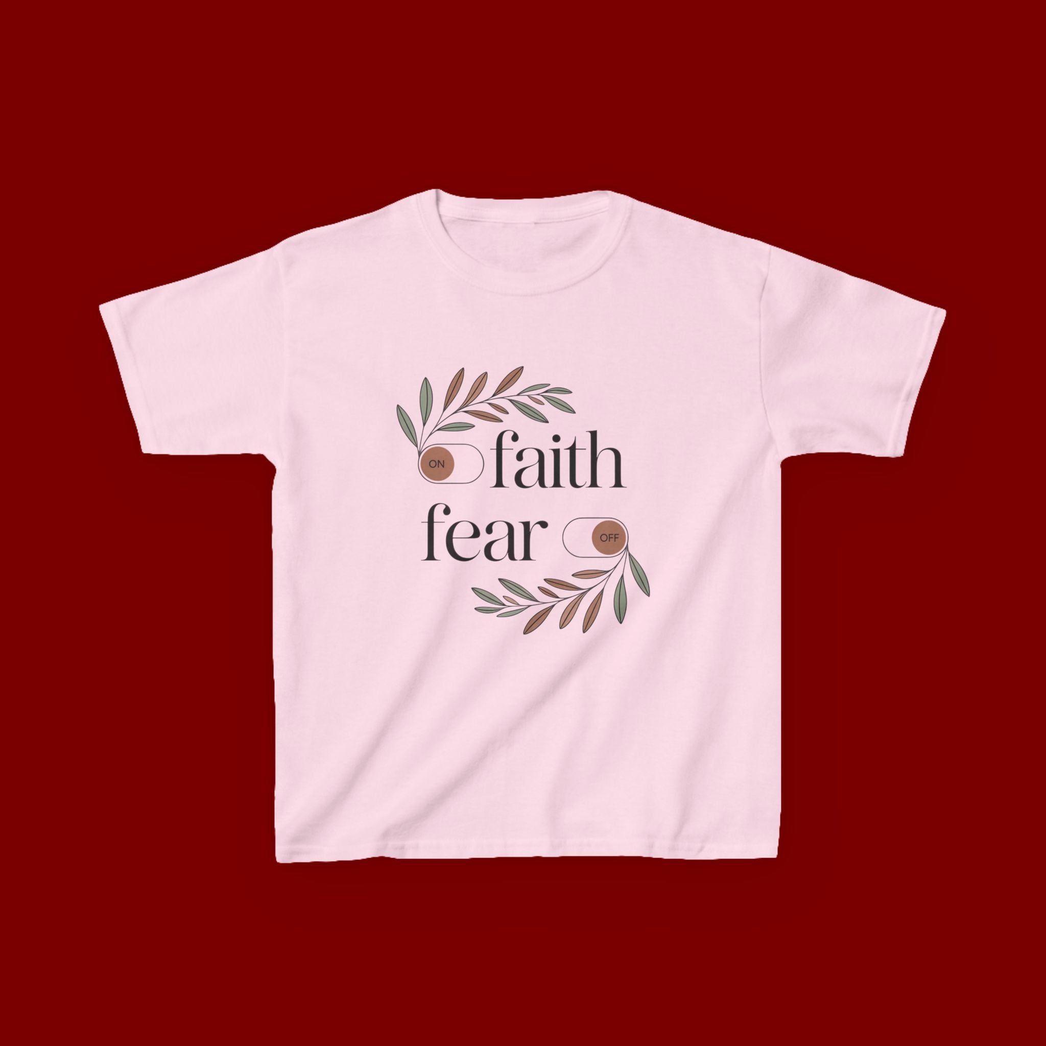 Faith Over Fear Kids T‑Shirt — Floral Inspirational Tee for Boys & Girls
