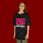 Kids Tee — "Trust in God" Pink Faith Graphic Shirt