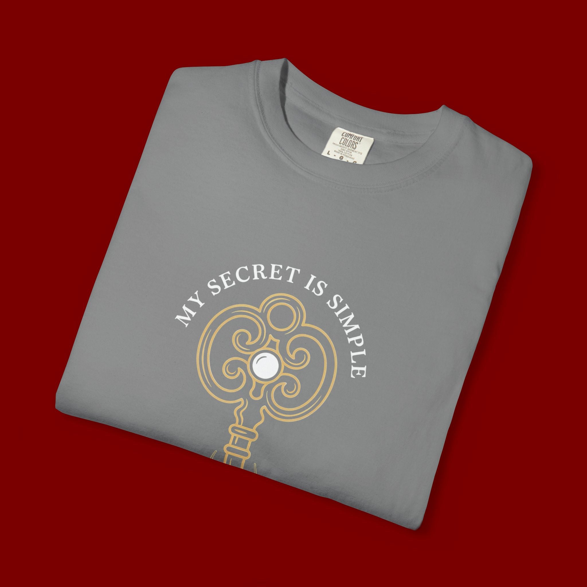 I Prae Key Graphic T-Shirt — 'My Secret Is Simple' Vintage Key Tee