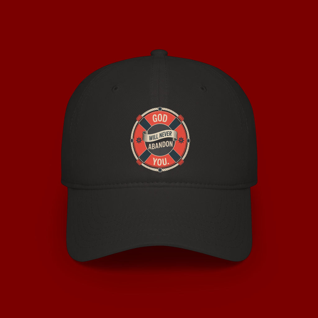 Baseball Cap - "God Will Never Abandon You" Lifesaver Graphic Christian Hat