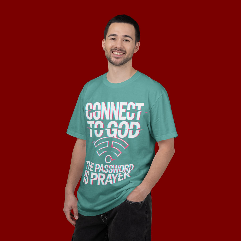 Connect to God T-Shirt — "The Password Is Prayer" Christian Faith Tee