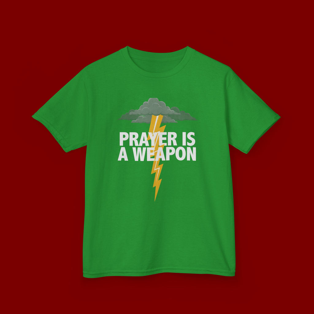 Kids Tee — "Prayer Is A Weapon" Lightning Graphic Christian Shirt