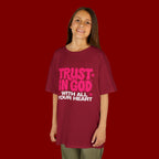 Kids Tee — "Trust in God" Pink Faith Graphic Shirt