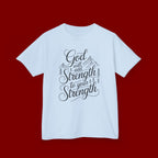 Kids T‑Shirt — "God Will Add Strength to Your Strength" Inspirational Faith Tee