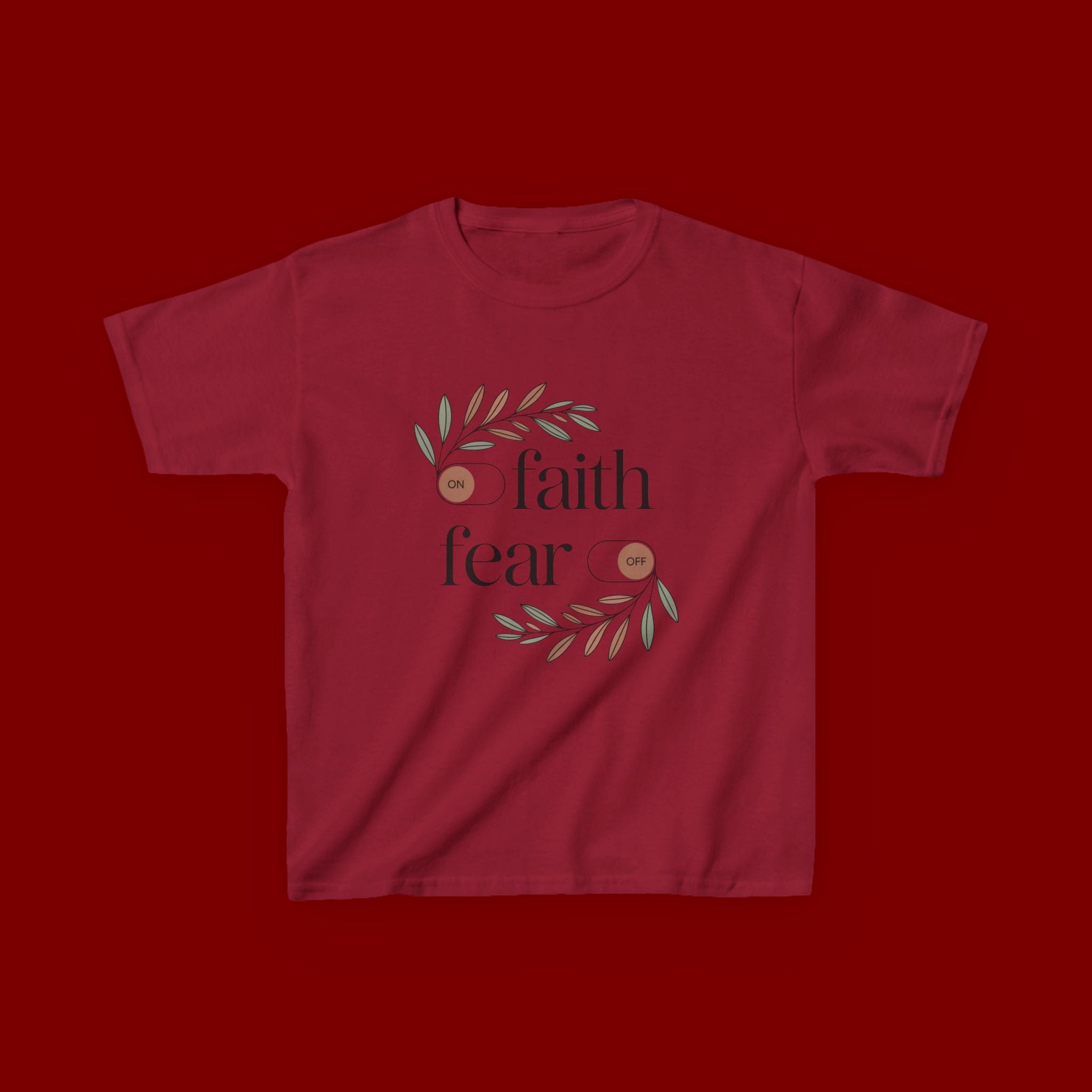 Faith Over Fear Kids T‑Shirt — Floral Inspirational Tee for Boys & Girls