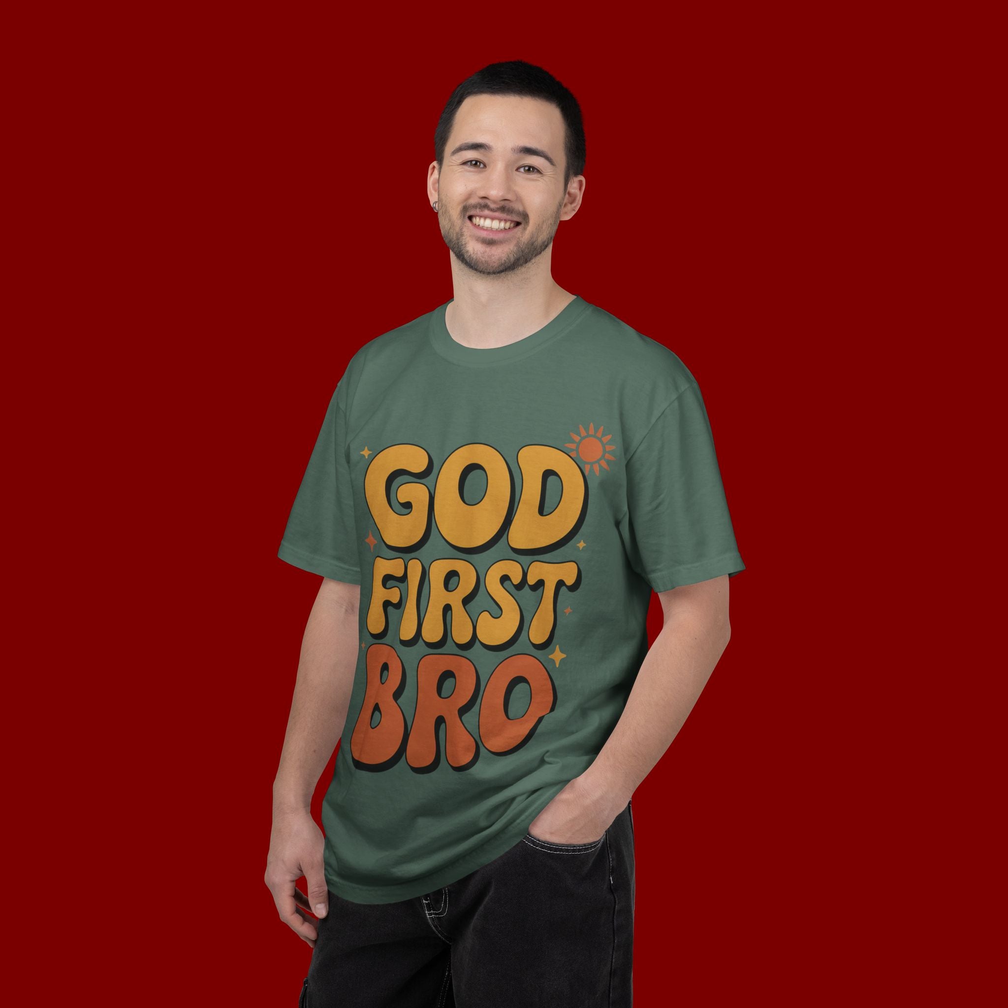 God First Bro T-Shirt — Retro Christian Faith Tee