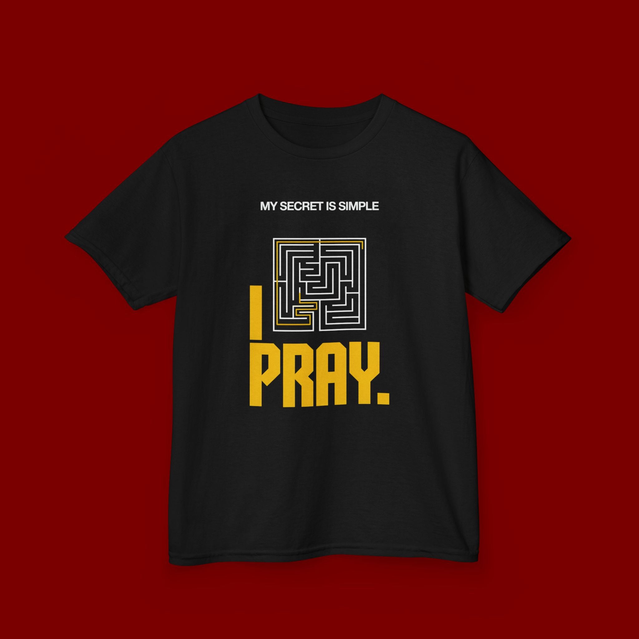 Kids Tee — "My Secret Is Simple: I Pray." Maze Faith T‑Shirt