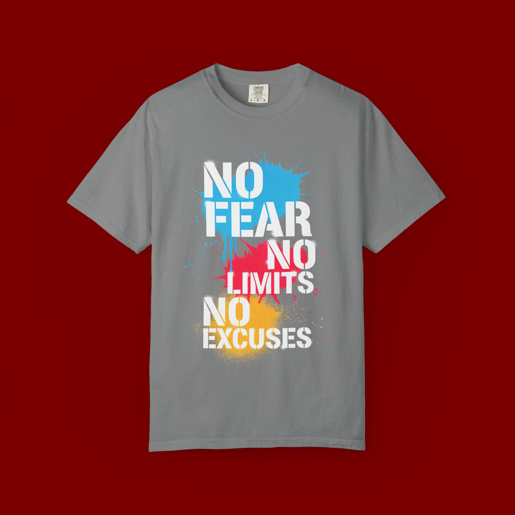 No Fear No Limits No Excuses T-Shirt — Motivational Graphic Tee