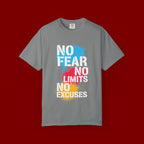 No Fear No Limits No Excuses T-Shirt — Motivational Graphic Tee