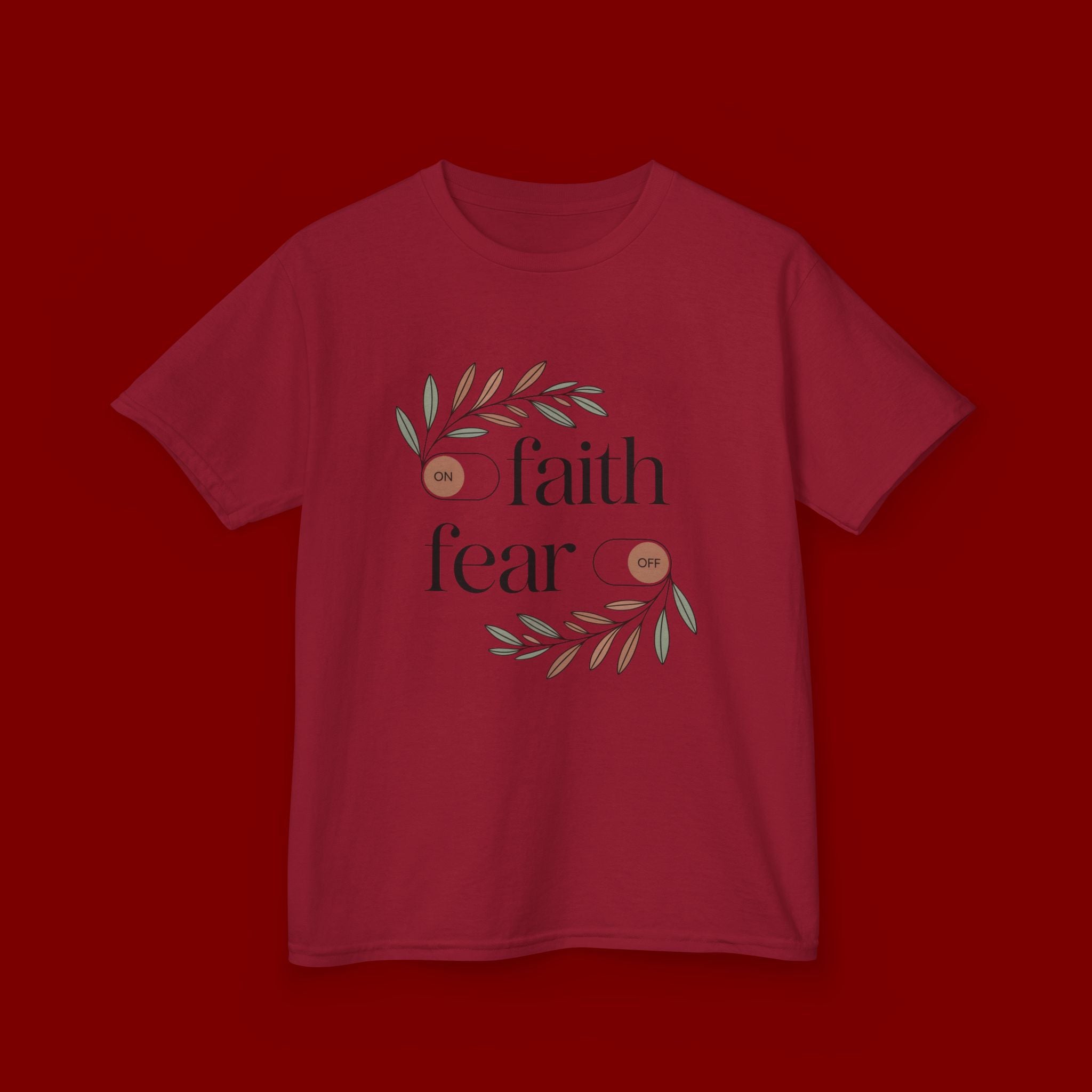 Faith Over Fear Kids T‑Shirt — Floral Inspirational Tee for Boys & Girls