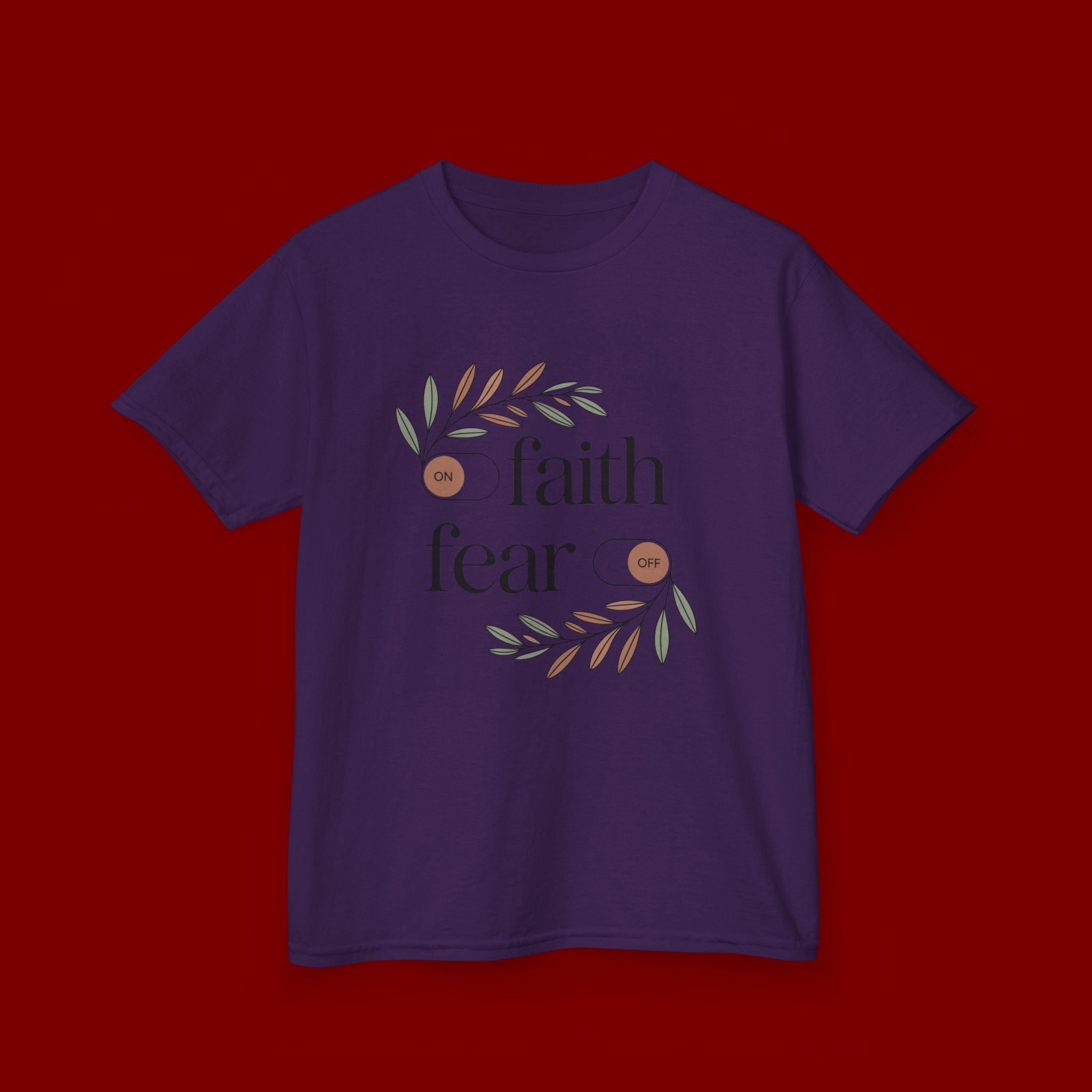 Faith Over Fear Kids T‑Shirt — Floral Inspirational Tee for Boys & Girls