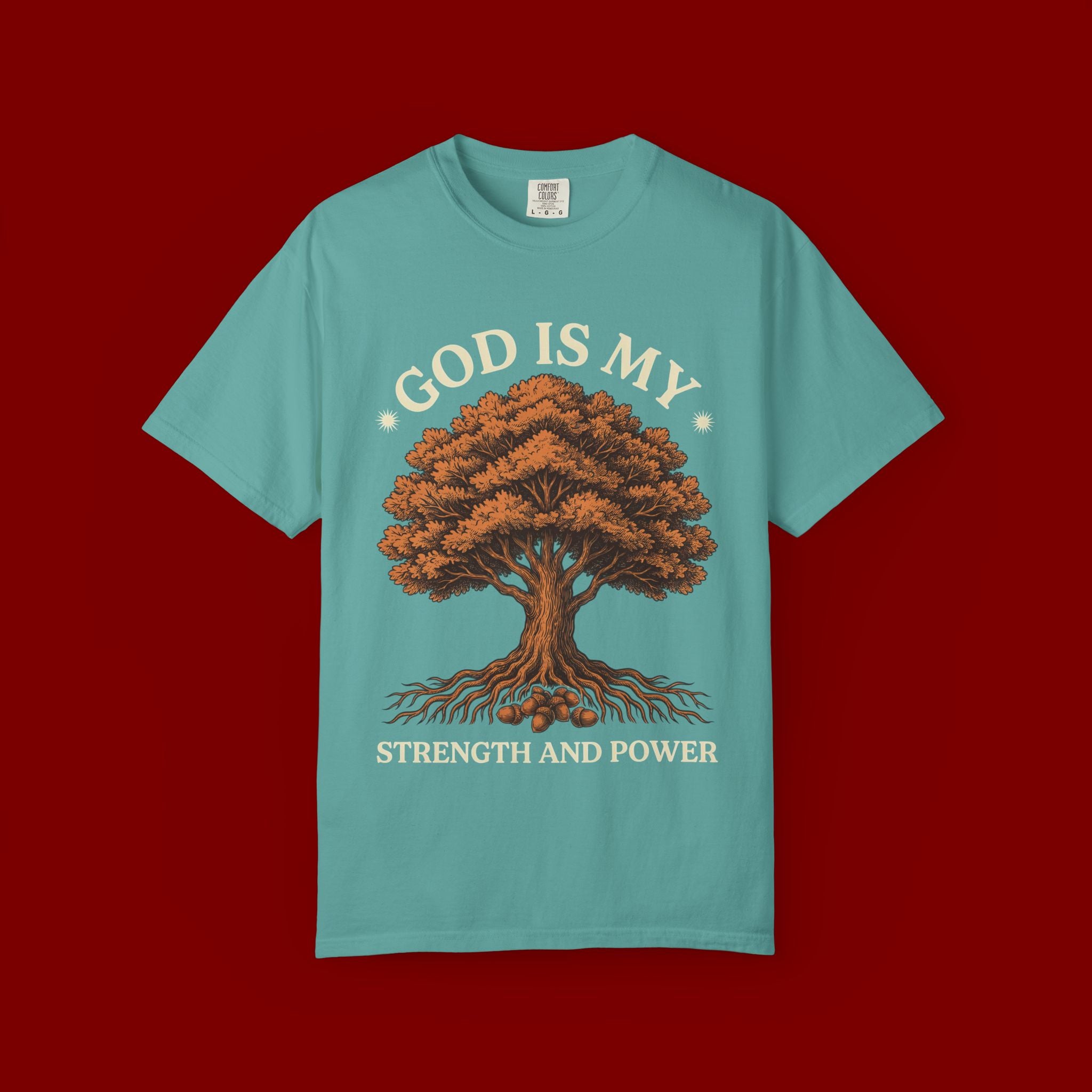 God Is My Strength Tree T-Shirt — Faith-Based Inspirational Tee