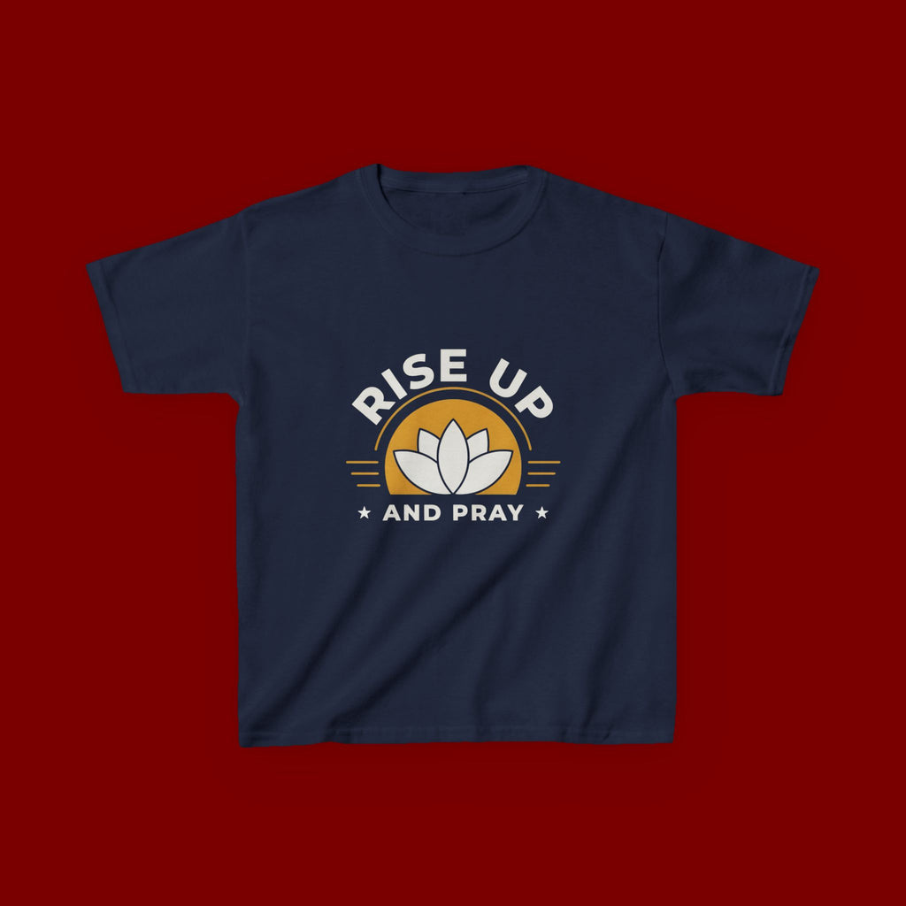 Kids T-Shirt - "Rise Up and Pray" Inspirational Christian Tee for Children
