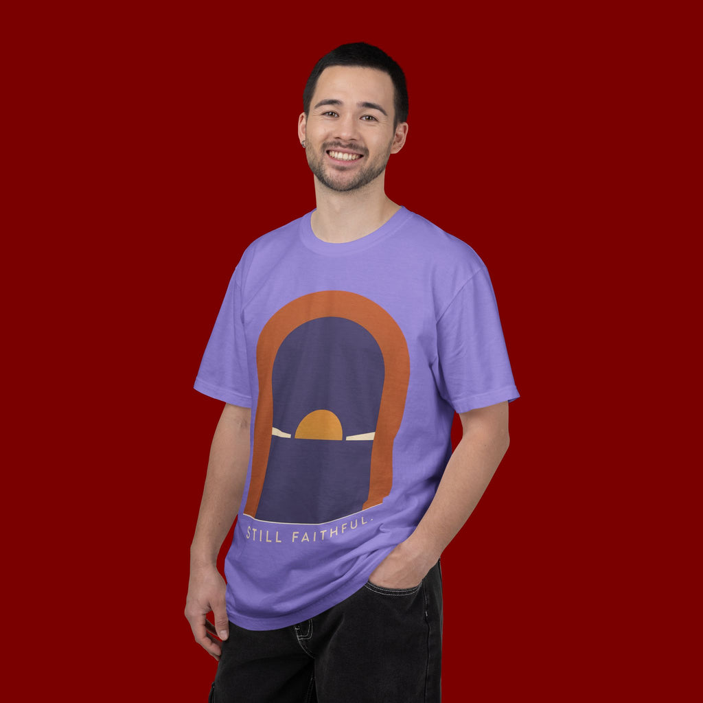 Still Faithful Sunset T-Shirt — Minimal Christian Graphic Tee
