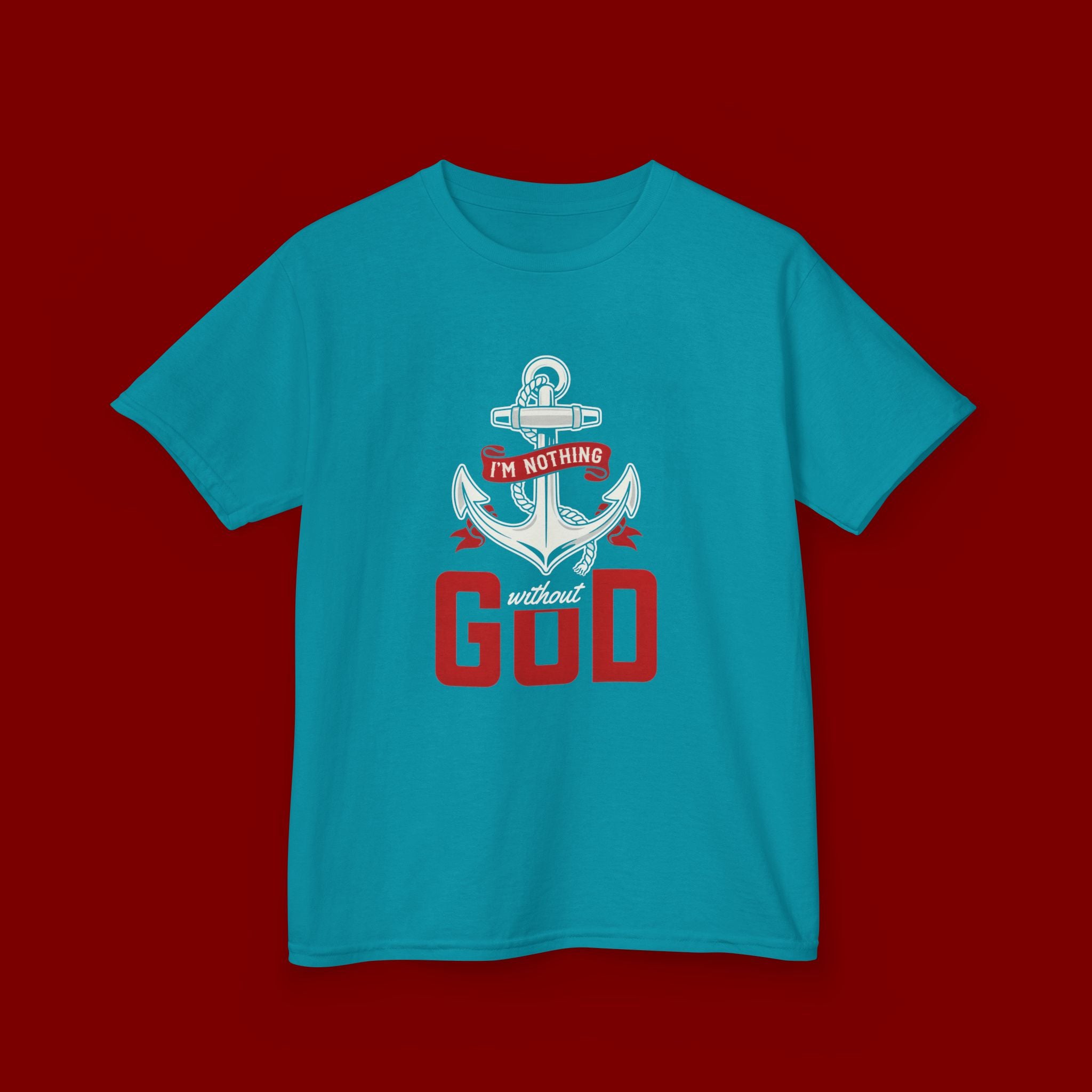 Kids Anchor T‑Shirt – "I'm Nothing Without God" Christian Tee for Boys & Girls