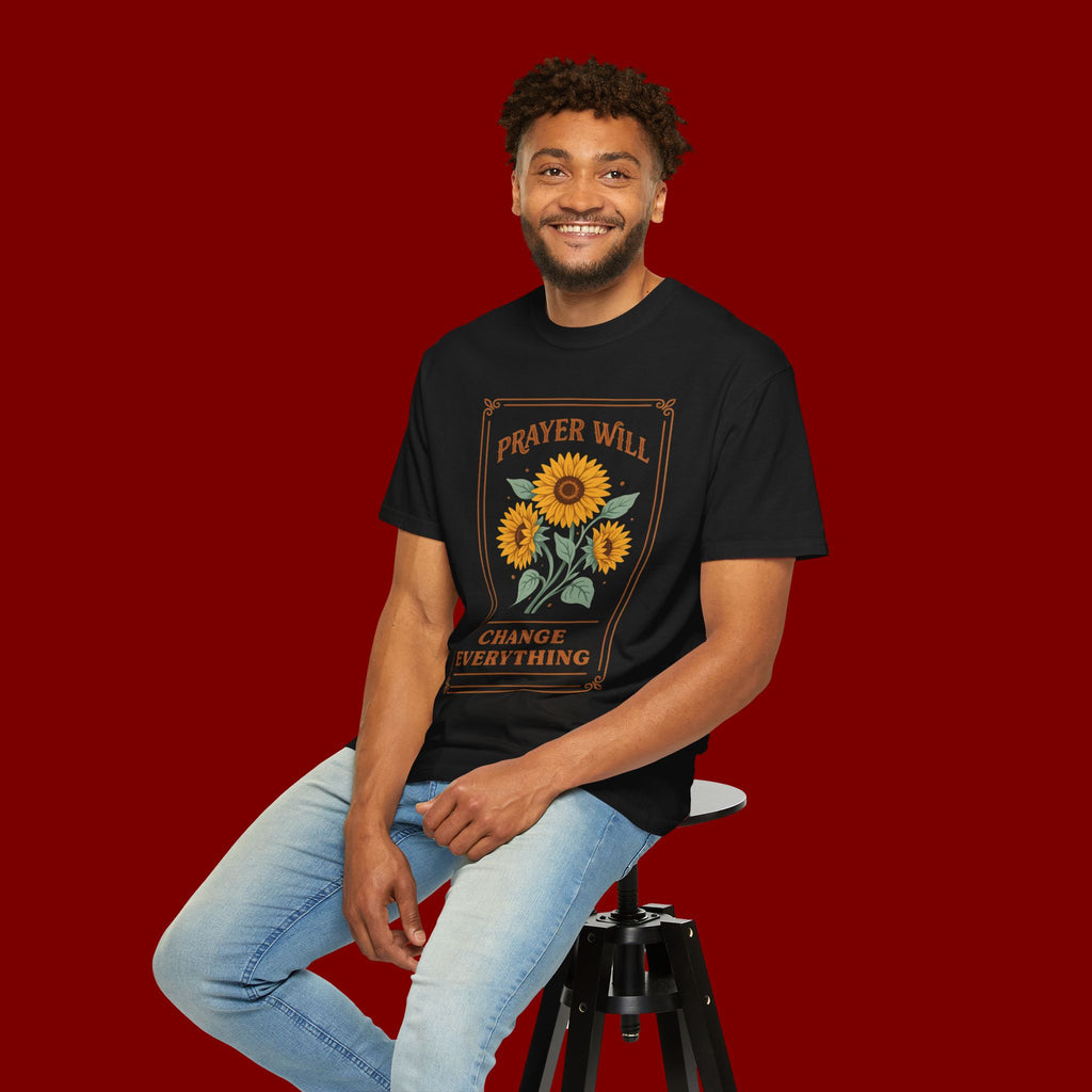 Prayer Will Change Everything T-Shirt — Sunflower Faith Graphic Tee