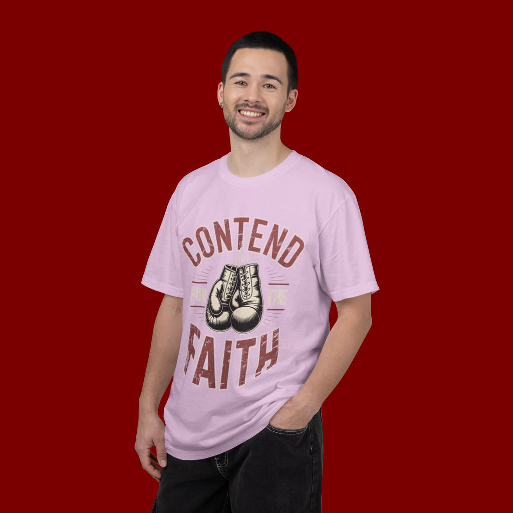 Contend for the Faith T-Shirt — Vintage Boxing Gloves Christian Tee
