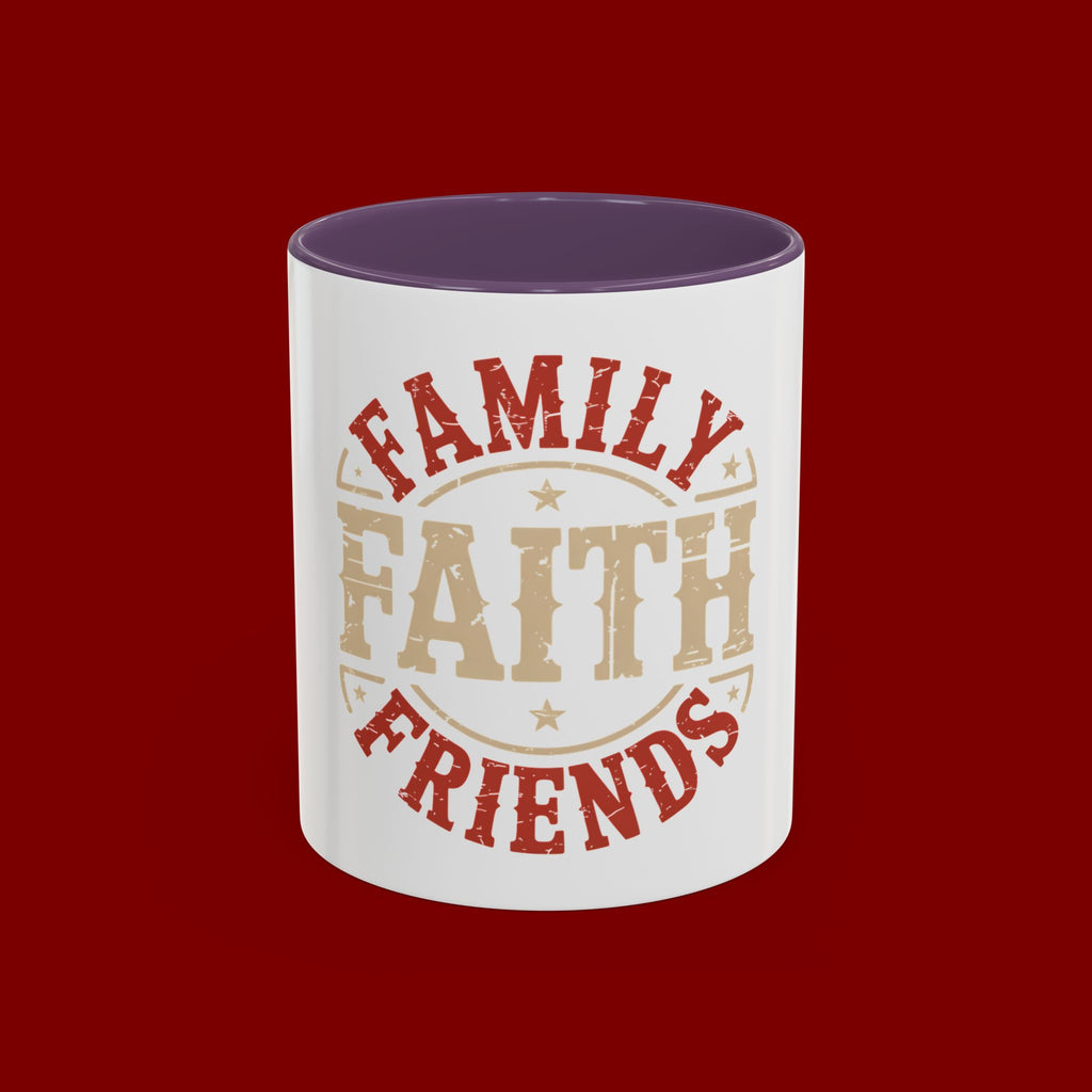 Faith Family Friends Accent Coffee Mug – Inspirational Religious Gift (11/15oz)