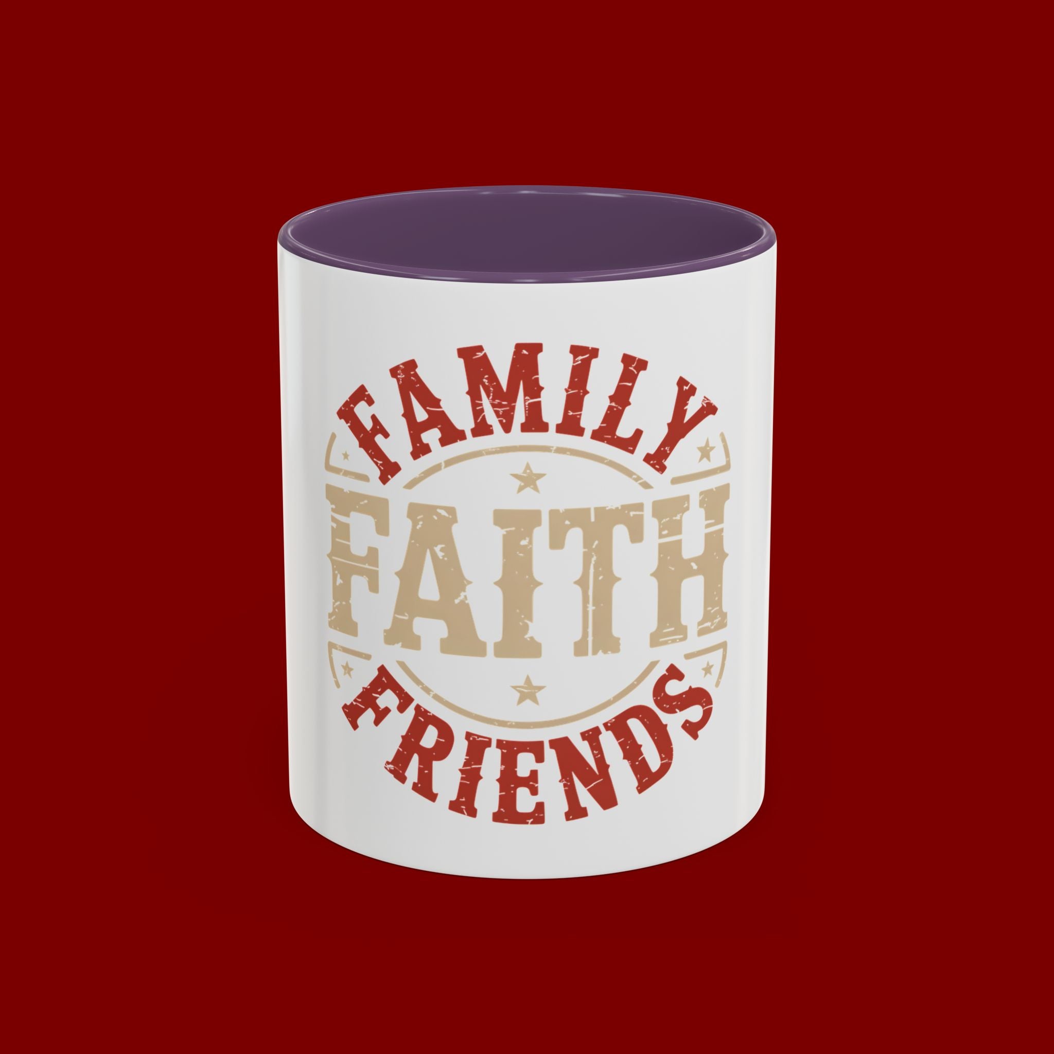 Faith Family Friends Accent Coffee Mug – Inspirational Religious Gift (11/15oz)