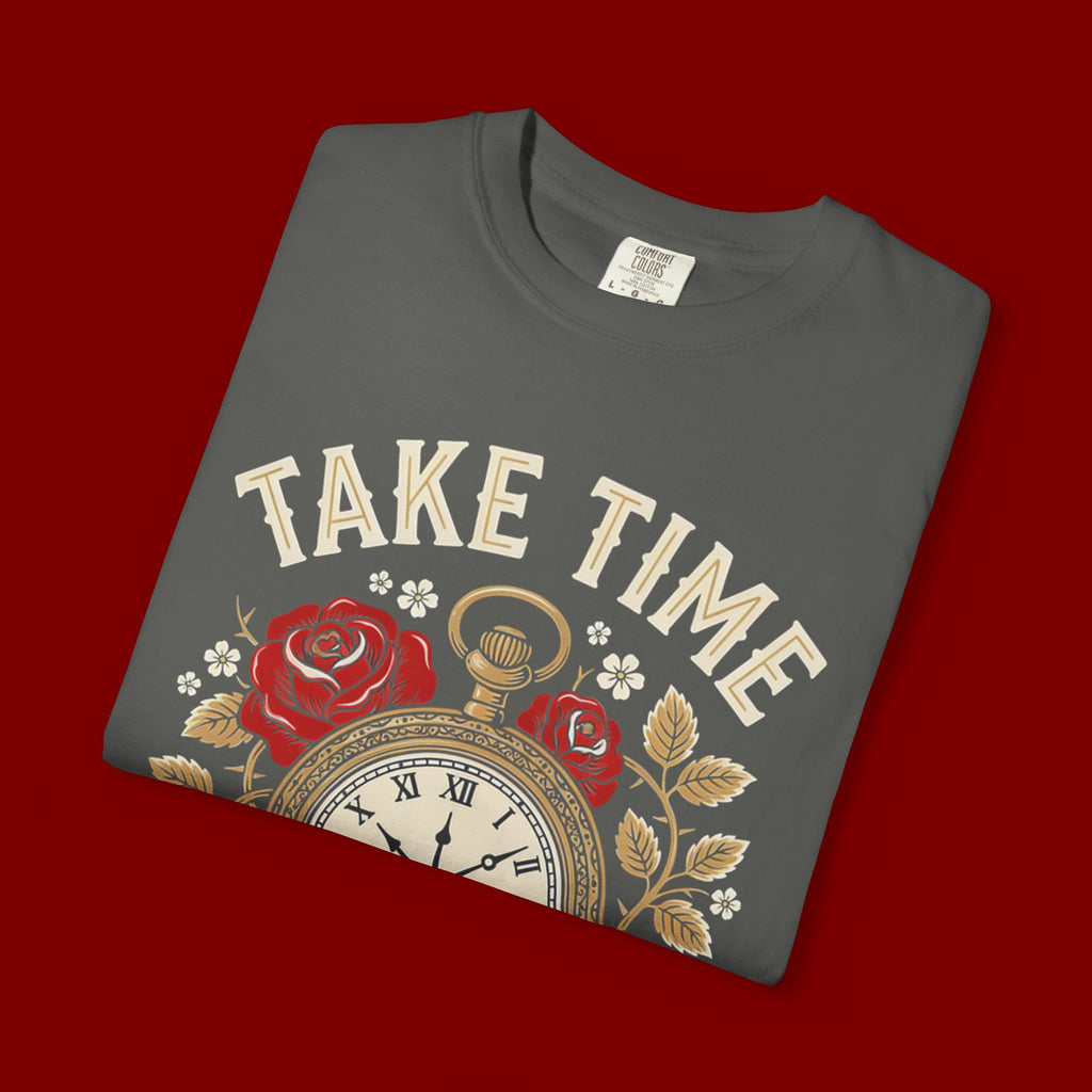 Take Time to Pray Pocket Watch T-Shirt — Faith-Based Floral Christian Tee