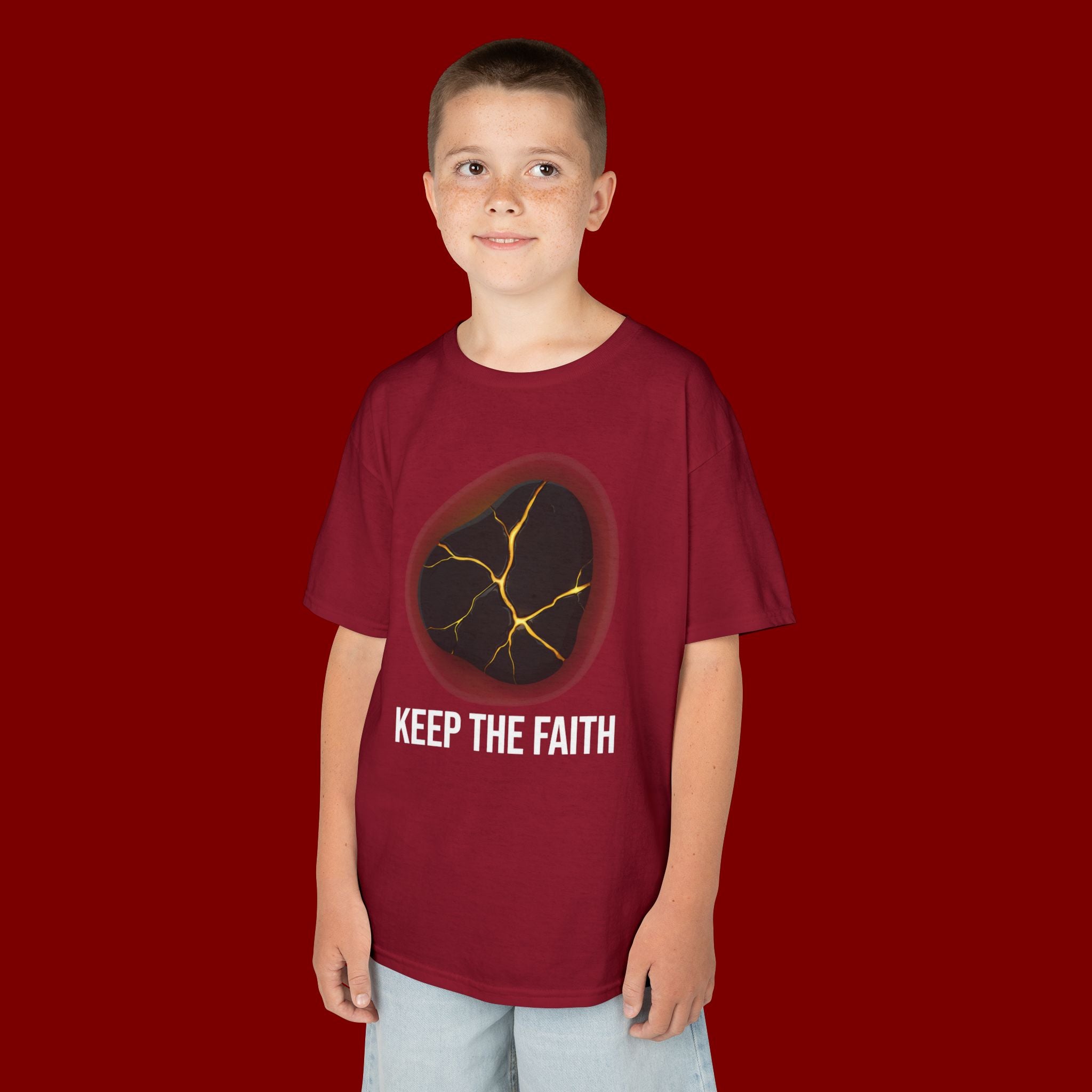 Keep The Faith Kids Tee — Kintsugi Stone Inspirational Children's T-Shirt