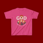 Kids Tee – 'GOD' Mountain Sunrise Faith Graphic