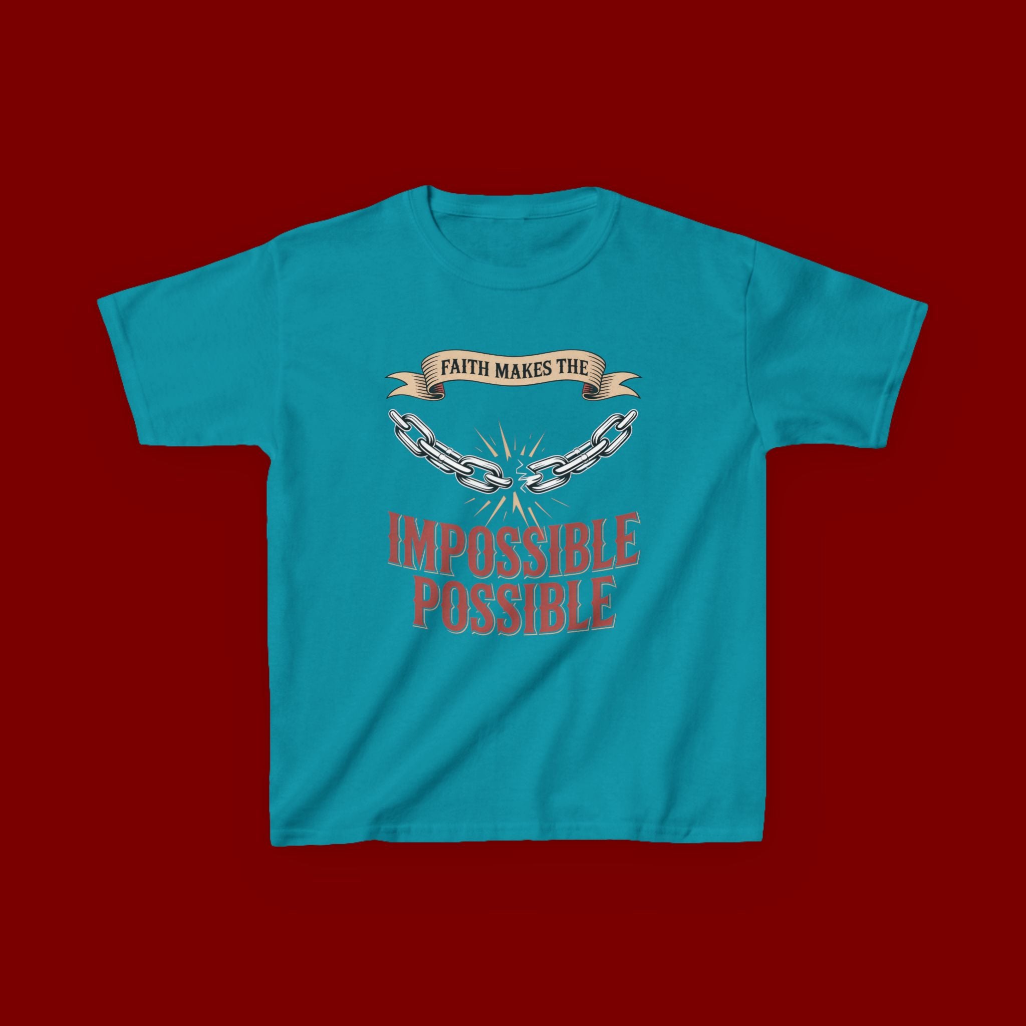 Kids Tee — "Faith Makes the Impossible Possible" Inspirational Graphic