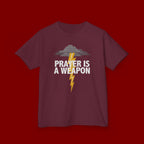 Kids Tee — "Prayer Is A Weapon" Lightning Graphic Christian Shirt