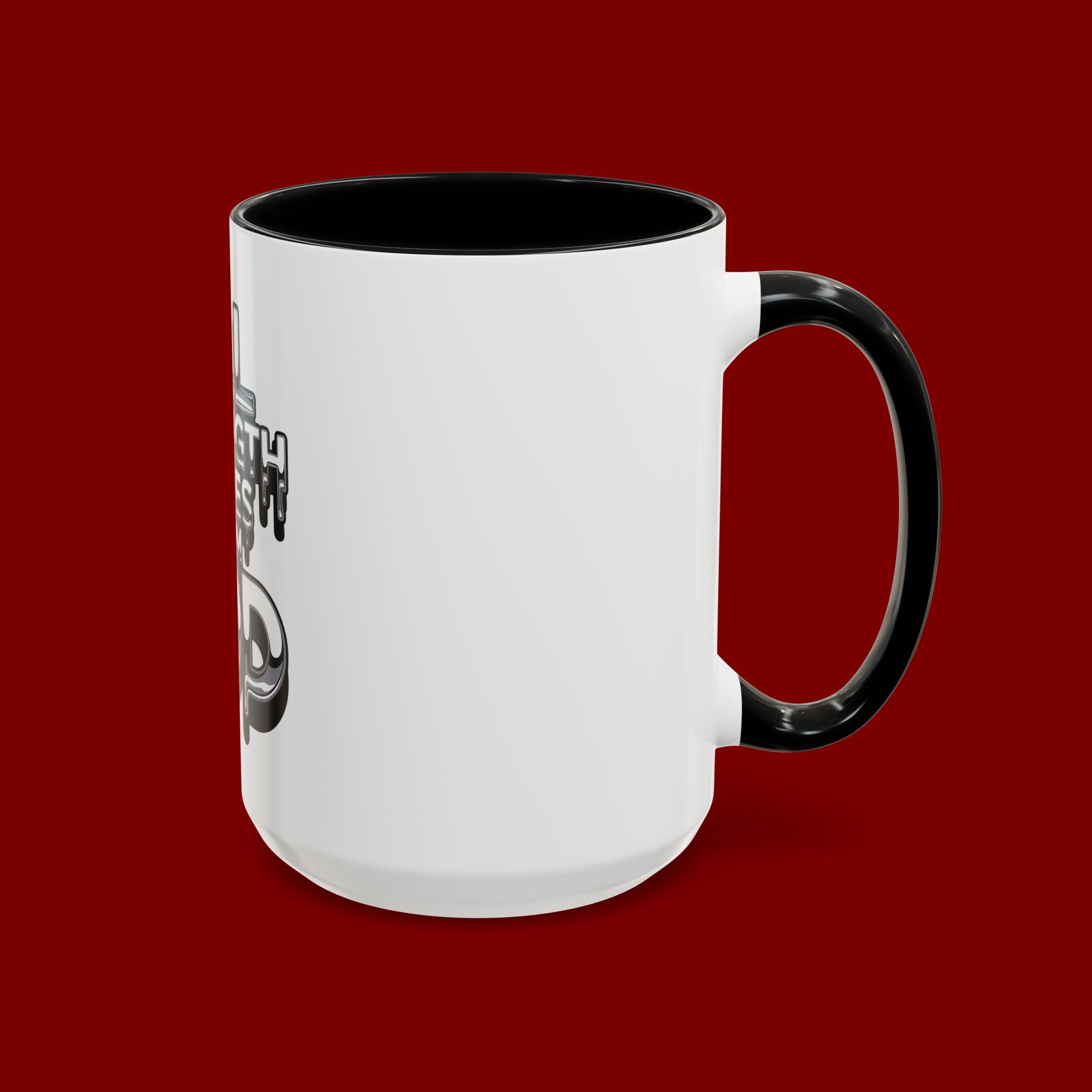 Ceramic Mug — "All Strength Comes From God" Black Accent Coffee Cup (11/15 oz)