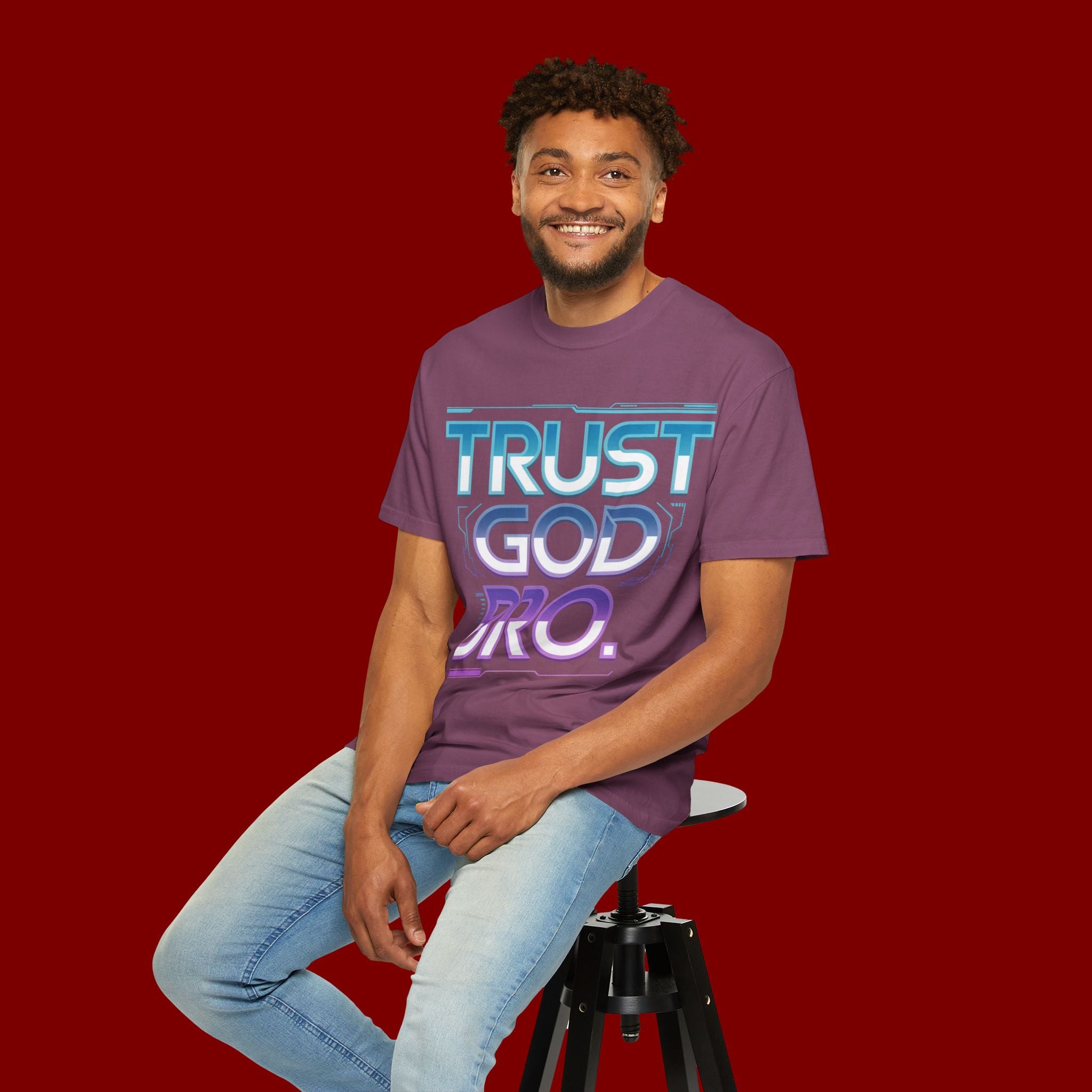 Trust God, Bro. T-Shirt — Retro Gradient Faith Tee