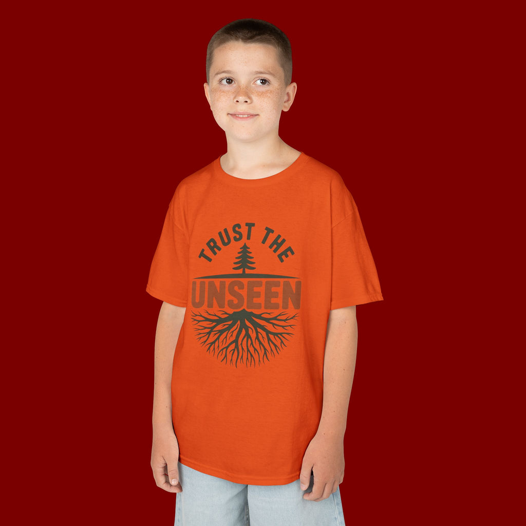Kids T‑Shirt — "Trust the Unseen" Tree & Roots Inspirational Graphic