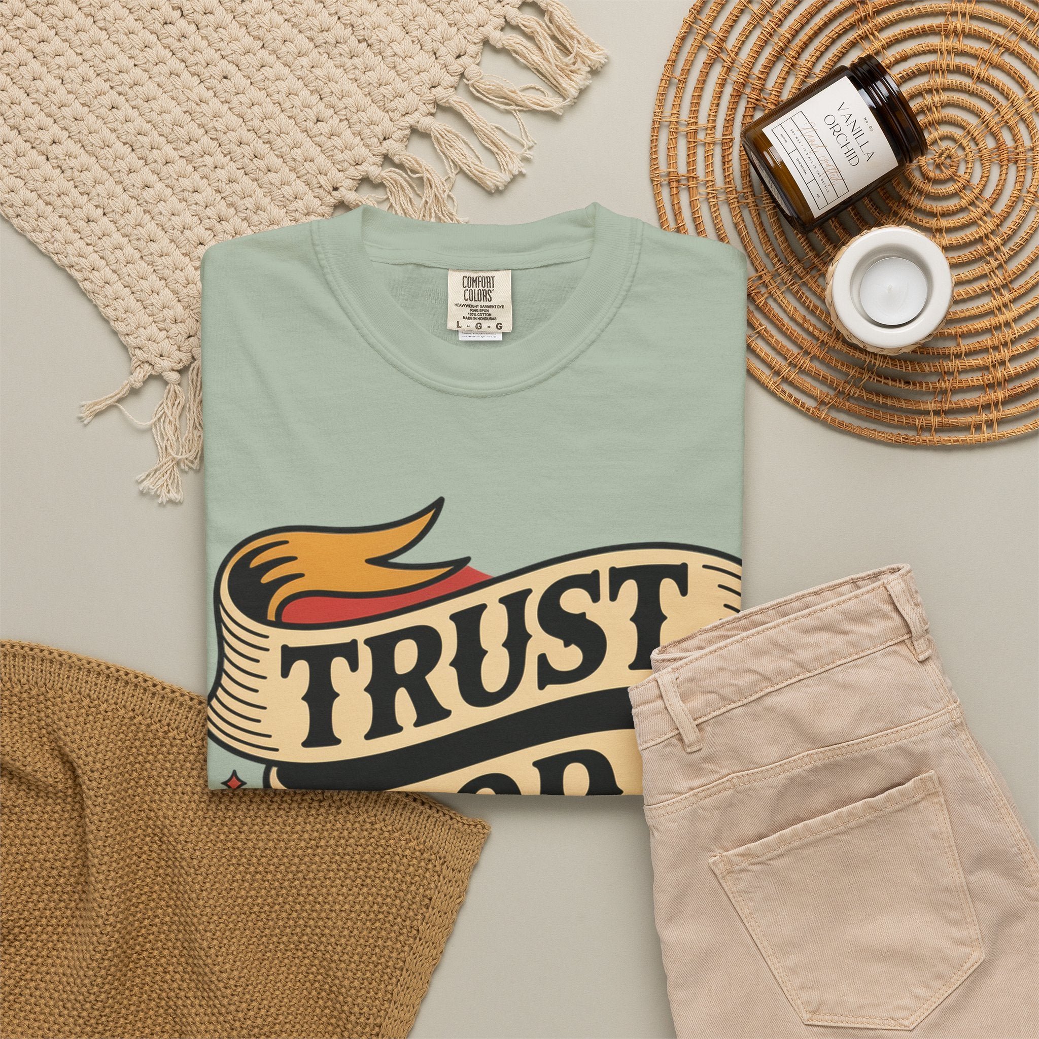 Trust God, Bro T-Shirt — Retro Ribbon Faith Tee