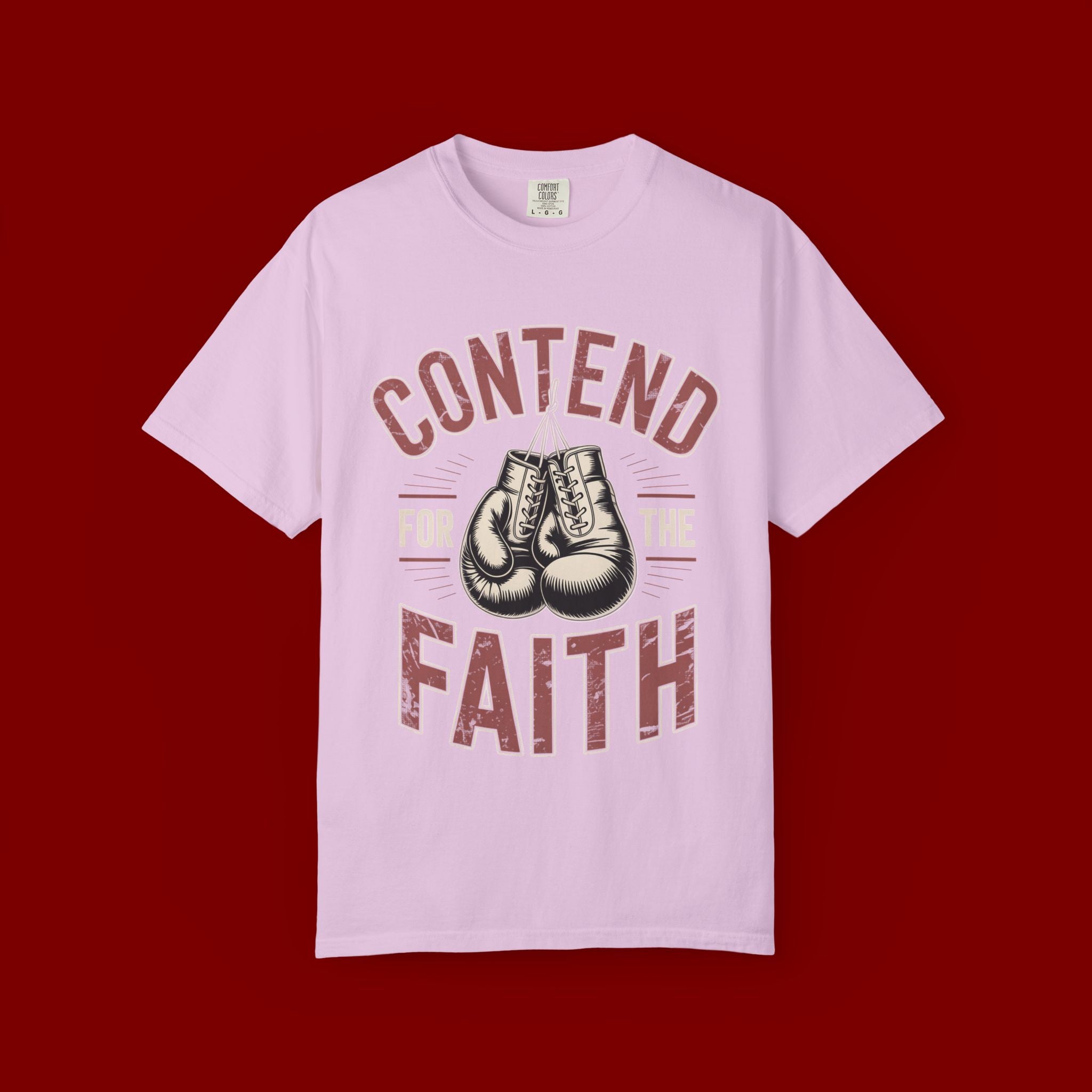 Contend for the Faith T-Shirt — Vintage Boxing Gloves Christian Tee