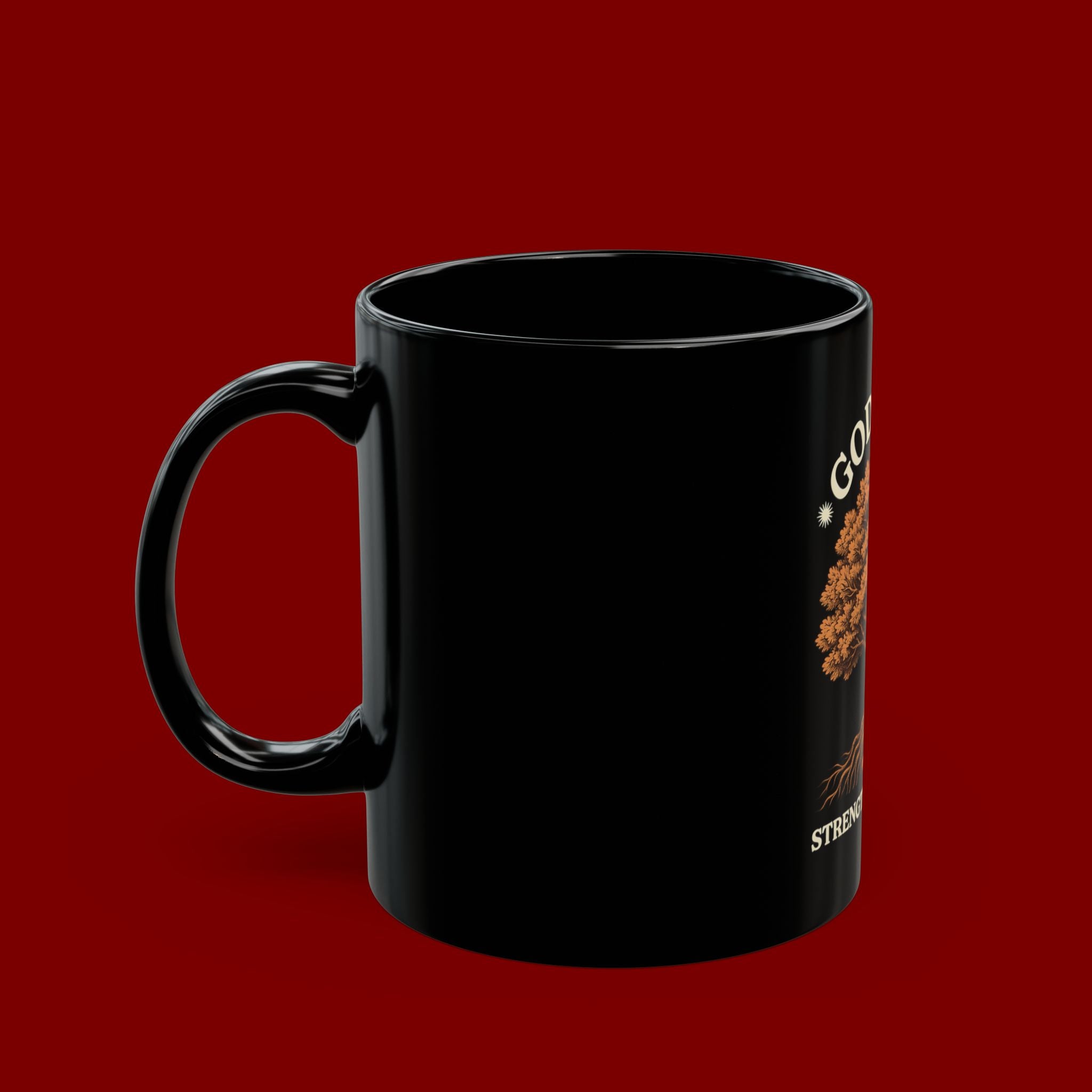 God Is My Strength and Power Black Mug — Faith Tree Coffee Cup (11oz/15oz)