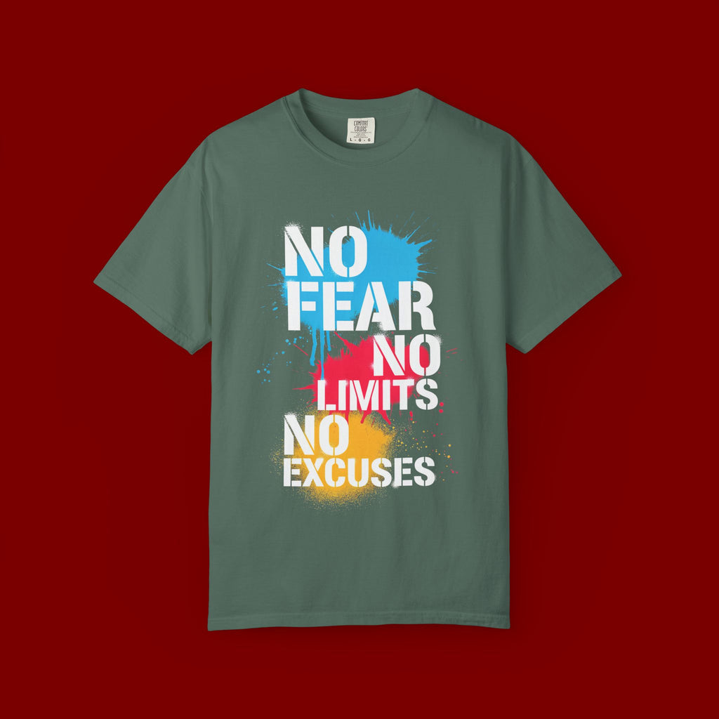 No Fear No Limits No Excuses T-Shirt — Motivational Graphic Tee