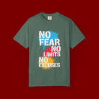 No Fear No Limits No Excuses T-Shirt — Motivational Graphic Tee