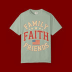 Family Faith Friends T-Shirt — Patriotic American Flag Tee