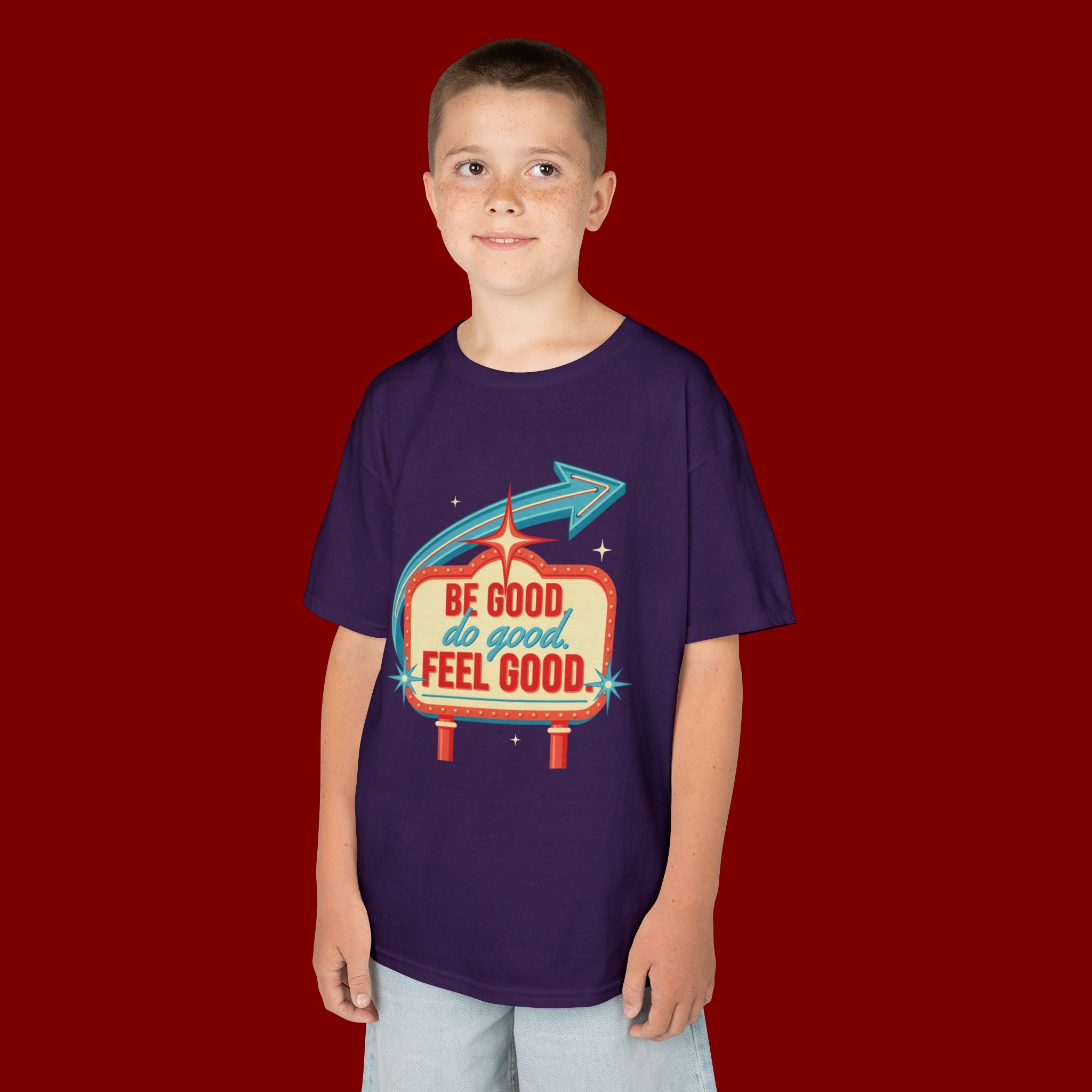 Kids Tee — Retro 'Be Good, Do Good, Feel Good' Positive Message Shirt